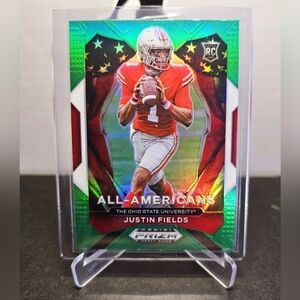 JUSTIN FIELDS 2021 Panini Prizm DP 🏈 Rookie Card All-American Green Prizm #192